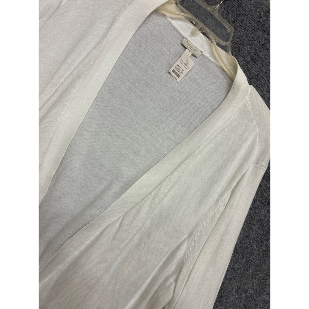 3x plus Talbots Woman White Open Front Cardigan Sweater Cotton Rayon Blend NWT